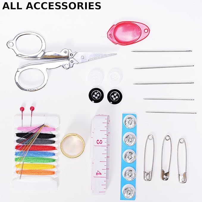 2 Pack Travel Sewing Kit, Mini Sewing Kit Travel Size with Multicolor Threads, Scissors, Needles, Buttons, Portable Emergency Sewing Set with Case, Sewing Repair Kit for Adults - Craft Supplies (2)