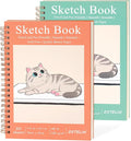 DSTELIN 2 Pack Mini Sketch Books, 7.5 x 5.1 Inch, Spiral Bound with Hard Cover, 50 Sheets per Pad,100gsm, Ideal for Sketching and Mixed Media Creations