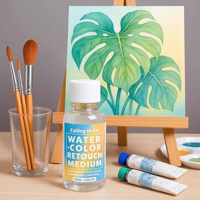 Falling in Art Professional Artist Retouching Varnish, Watercolor Retouch Medium for Painting, 2.5Oz Bottle