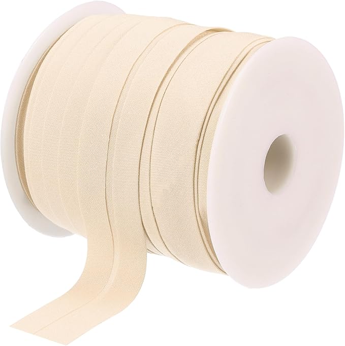 MECCANIXITY 3/4 Inch Single Fold Bias Tape Cotton Continuous Bulk Bias Tape for Sewing, Seaming Quilting Hemming Binding Crafts (Khaki 25 Yards)