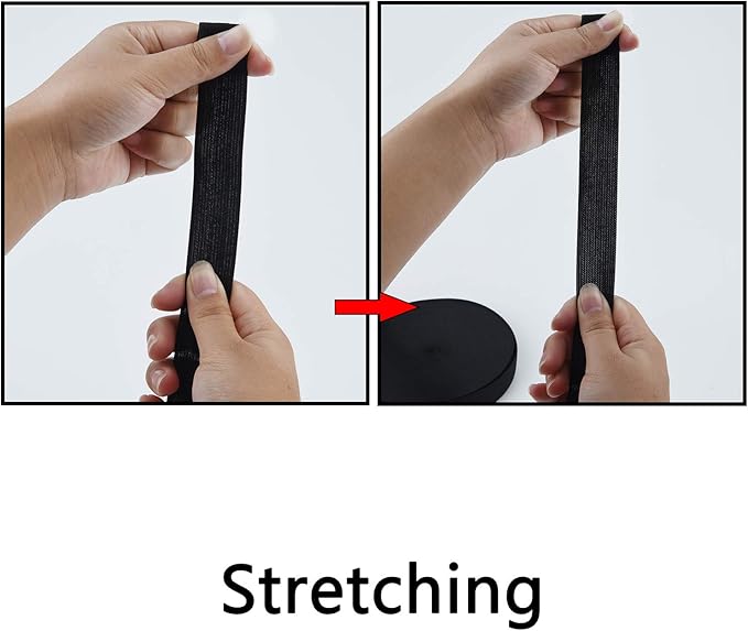 20 Yards Sewing Knit Stretch Elastic Band Spool, 1 inch Width (Black)