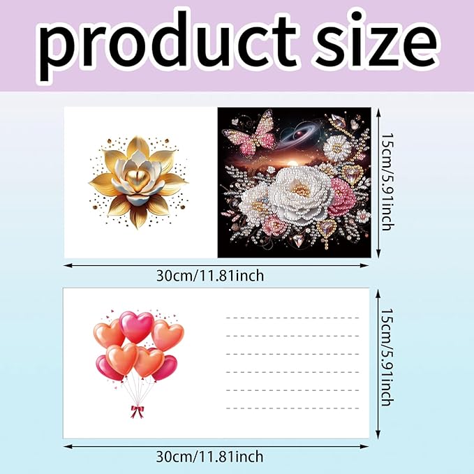 MaiYiYi 6 Pack DIY Lotus Flower Diamond Painting Greeting Cards Kit Flower Butterfly Diamond Painting Cards Mandala Flowers Diamond Art Greeting Cards for Family Friends Holiday Birthday