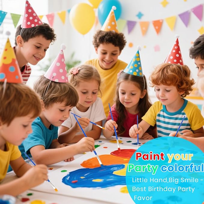 60 Pack Mini Acrylic Paint Set, 12 Colors Washable Acrylic Paint Strips with 120Pcs Painting Brushes for Kids&Adults Paint, 840PCS Kids Painting Kit for Birthday Party Favor, Classroom, Art Gift