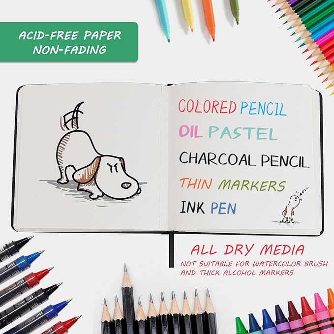 Hardcover Sketch Book, Square Sketchbook with 120LB/200GSM Thick Drawing Paper, 120 Pages/60 Sheets Sketch Pad for Adults and Kids, Small Mixed Media Sketchbook on 2 Pack 4.5x4.5 Inch