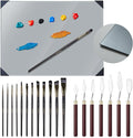 Nuanchu 20 Pcs Artist Painting Set with 16 x 12 Inches Neutral Grey Tempered Glass Palette, 12 Pcs Watercolor Brushes, Palette Knife for Oil Painting Artist Beginner DIY Color Mixing Supplies