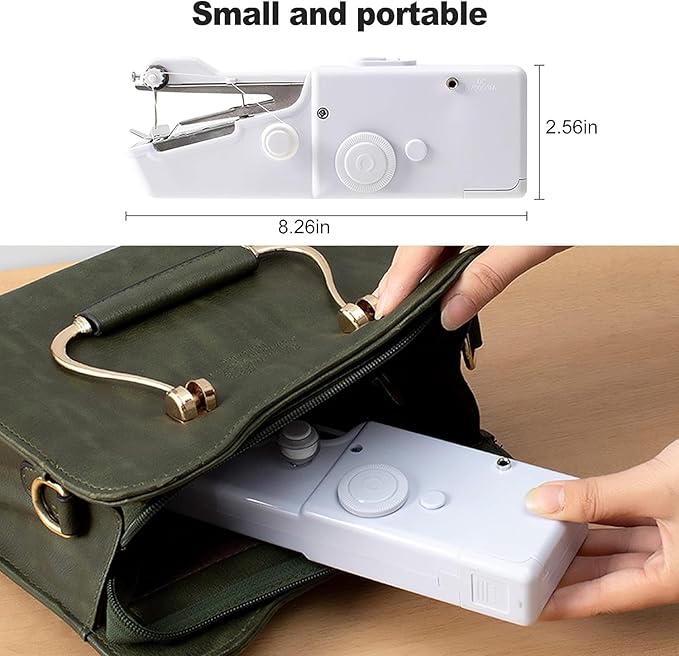 Handheld Sewing Machine, Portable & Cordless Mini Sewing Machine for Beginners - Electric Fast Stitching, DIY Fabric Clothes Repair Kit, Home Travel Mending Machine with Accessories(White)