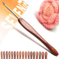 SEVENSUN Mimosa 3.5mm Single Crochet Hook, Available in 0.6mm-6.5mm, Ergonomic Hand Polished Stainless Steel Inline Pointy Wood Handle Crochet Hook for Arthritic Hands, Mother's Day Gifts for Mom