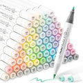Ohuhu Pastel Markers Alcohol Based -96 Pastel Colors of Sweetness & Blossoming - Double Tipped Art Alcohol Markers for Artist Adults' Coloring Illustration - Brush & Fine - Honolulu B