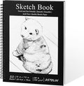 DSTELIN 10 x 7.5 Inch Black Sketchbook, Spiral Bound, 50 Sheets Acid-Free Drawing Paper, Ideal for Beginners and Professionals