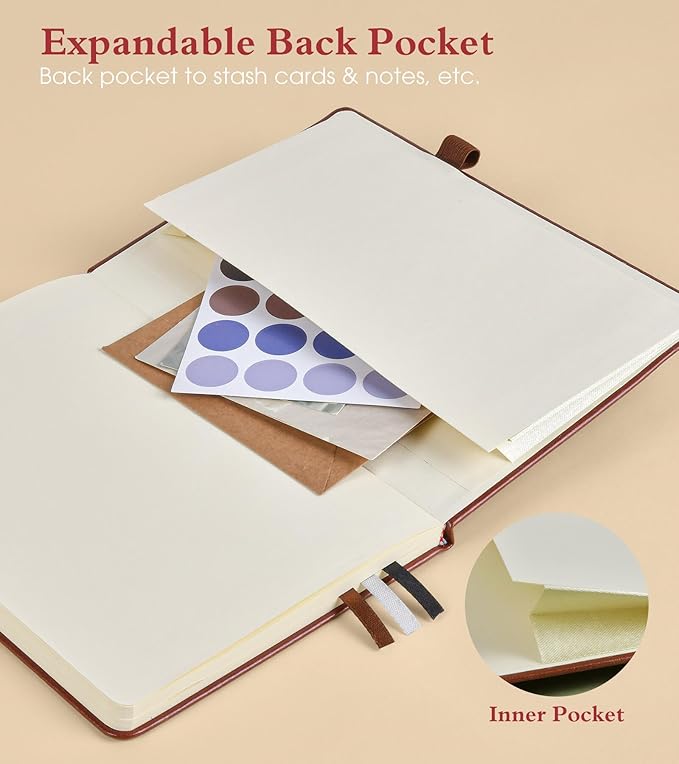 Blank Journal Notebook for Women Men,160 Pages,A5 Hardcover Sketchbook for Drawing, Sketch book, Unlined Notebooks for School,Work, Note Taking,Travel Journals for Writing 5.8"x8.5" (Brown)