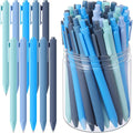 Crtiin 100 Pcs Gel Ink Pens Bulk, Black Ink 0.5mm Fine Point Retractable Pen Smooth Writing Office Supplies for Teacher Server Nurse Christmas Charity Donation Valentine (Blue Series)