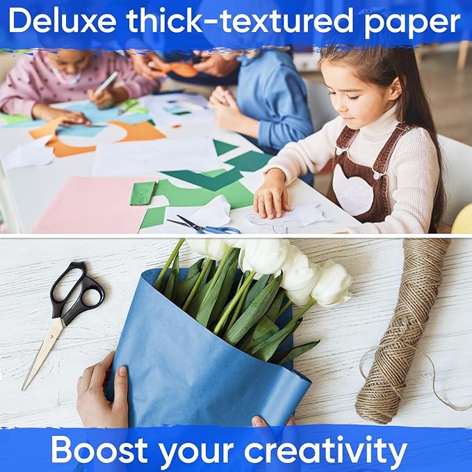 24" x 1200" (100 ft) Dark Blue Kraft Paper Roll (Value Pack of 2), 45 lbs Thickness, Made in USA Colored Kraft Paper for School, Bulletin Board - Odorless, Non-Toxic, Safe for Kids