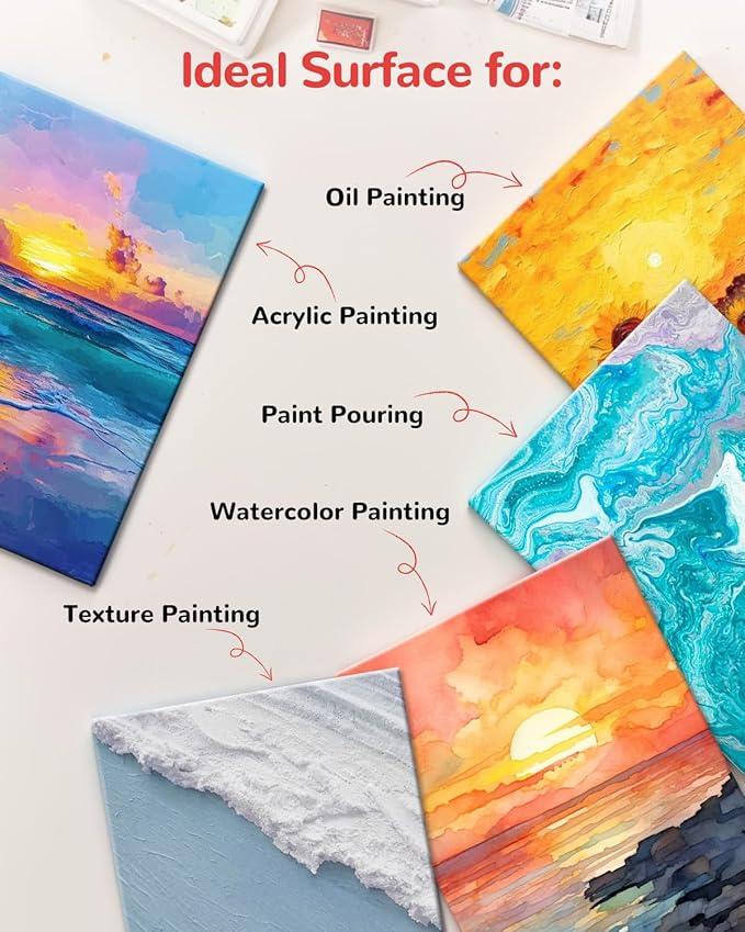 Canvas Boards for Painting 24 Pack, 5x7 Inch Small Canvas for Kids, Mini Canvas Panels for Painting 100% Cotton White Blank Canvases for Acrylics Oil Watercolor Paint
