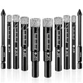 10 Piece Premium Diamond Bit Set - Multi-Tool for Precision Drilling Porcelain, Ceramic, Glass, Marble (Black, 10 Pcs)