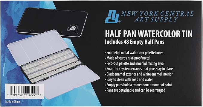 Watercolor Palettes - Empty Half Pan Boxes and Palette for Artists, Watercolor Painting, Students, Color Theory, & More! - 48 Half Pans