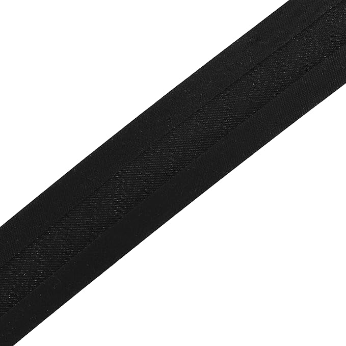 Mandala Crafts 1/2 Inch Single Fold Bias Tape for Sewing, Quilting, Piping, Hemming, Blanket & Quilt Binding – 55 Yards Black Fabric Seam Binding Tape