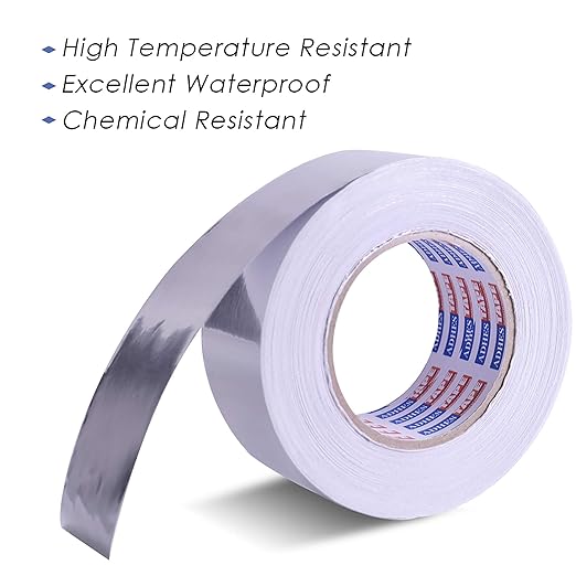 ADHES Premium Aluminum Foil Tape, 2 Rolls x 1.88 Inch x 88 Feet (Total 58 Yards), Heat Proof Tape Withstand from 80°C to 100°C, Metal Duct Tape for HVAC, Sealing & Patching, Dryer Vents Pipe