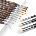 Miniature Paint Brushes with Domed Dry Brush Set for Miniature Painting, Fuumuui 14Pcs Miniature Model Paint Brush Set Dry Brush Miniatures for for Acrylic, Watercolor, Oil