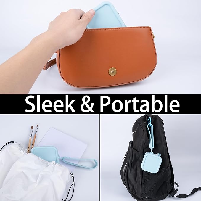 WTYONZEL Travel Pocket Watercolor Set, Artist Outdoor Sketch Kits with 24 Well Palette,3 Foldable Palettes,Clip-on Washing Bucket,Silicone Bag,Ideal for Outdoor Sketch Artists(Blue)