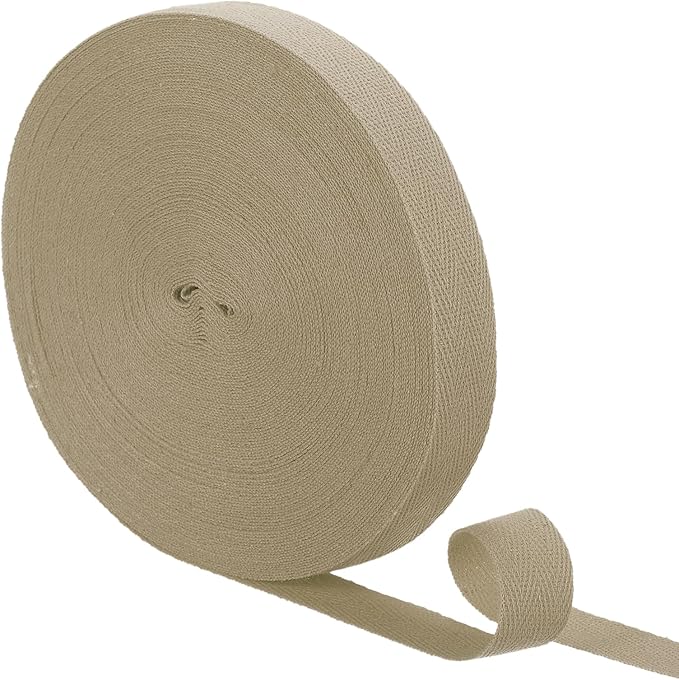 uxcell 23 Yards Cotton Twill Tape, 3/4-inch Herringbone Webbing Ribbon Bias Binding Tapes for Clothes Sewing, DIY Crafting (Dark Khaki)