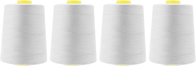 Mandala Crafts 4 Pack of Serger Threads Cones Spools - 20S/2 24000 Yards Polyester Silver Gray Threads for Sergers Machine and Overlock Quilting Sewing Machine
