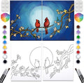 VALLSIP 2 Pack Paint and Sip Black Canvas Painting Kit Pre Drawn Canvas for Painting for Adults Stretched Canvas Couples Games Date Night Cardinalis Winter Christmas Anniversary Couple Paint Party