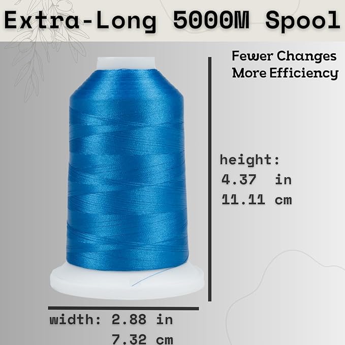 Simthread 2-Pack Trilobal Polyester Thread – 5000M (5500yds) No.40 Tangle-Free, Built-in Thread Lock Spool – Compatible with Brother, Singer, Janome & More,ElectricBlue420+SalmonPink079