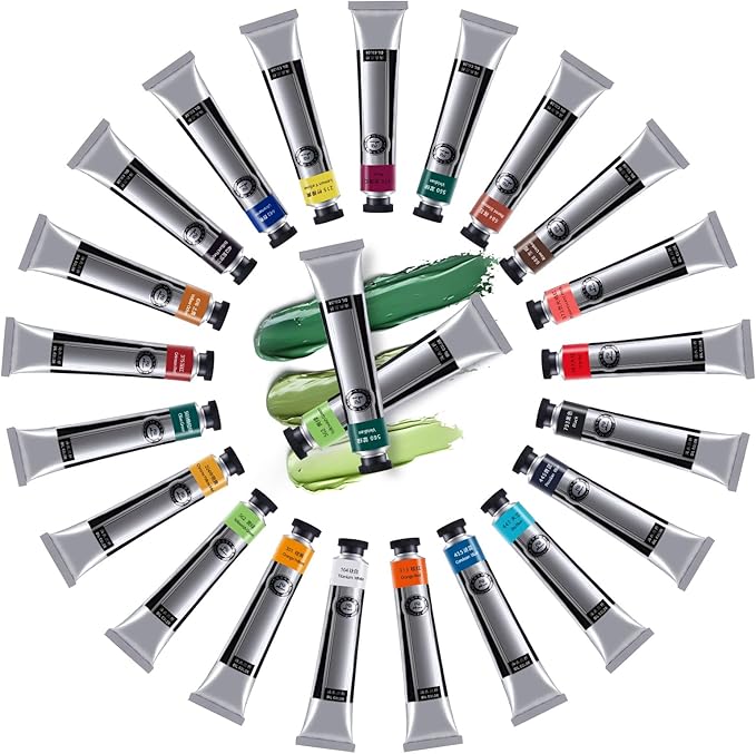 LIGHTWISH Oil Paint,21 Vibrant Oil Colors,50ml Large Tubes, Oil Based Paint for Canvas Painting, Art Supplies for Artist Beginners Adults Students