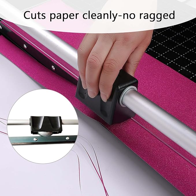 48" Rotary Sheet Trimmer Cutter, Multi-Paper Cutter for Cardstock, Photo Paper & PVC, Rolling Trimmer with Two Spare Blades, Rotary Cutting Blade with Safety Guard
