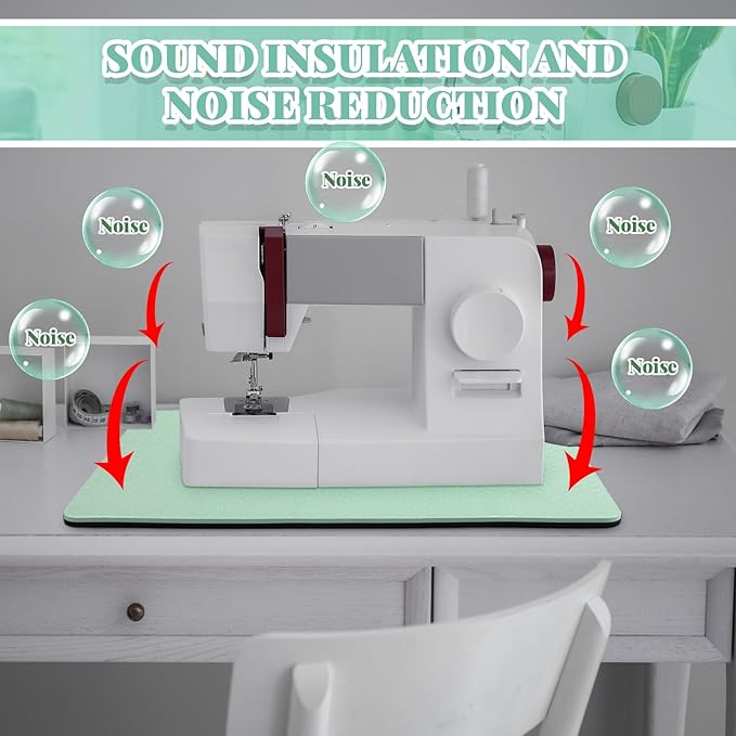 2 Pcs Sewing Machine Muffling Mat Pedal Sewing Mat Reduce Vibrations Noise No Slip Machine Accessories for Quilting(15'' X 20'' and 9'' X 14'',Green)