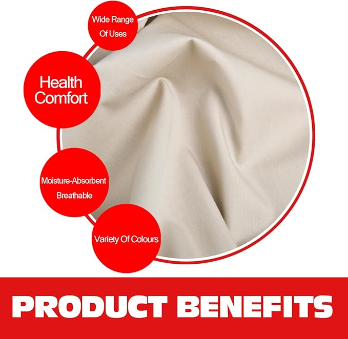 100% Beige Cotton Fabric for Sewing by 3 Yards, 59”Width Quilting Fabric Medium Weight 5.8 oz, Muslin Fabric by The Yard, Embroidery Cloth