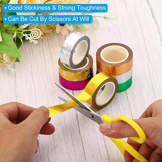 PATIKIL 15mm x 10m Metallic Washi Tape, 2 Roll Masking Foil Sticker Self Adhesive for DIY Art Craft Wrapping Decoration, Silver Tone