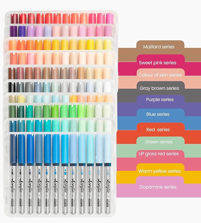 Woomer Acrylic Markers 120 Colors, Durable Brush Tip Acrylic Paint Pens Paint Markers for Rock Painting Glass Wood Stone Fabric, Art Supplies