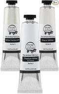 Tusc & Pine Artist Oil Paint - 40 ml Set of 3- Assorted White Colors - Non-Yellowing, Rich & Creamy Consistency, Maximum Pigment Load, Small Batch Milled Oil Paints Developed for Professional Artists
