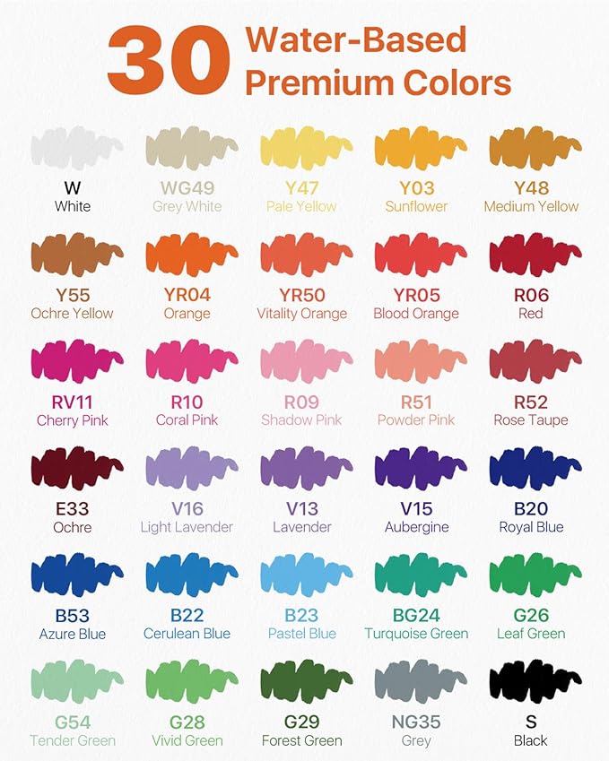 JusArt Acrylic Paint Markers Brush Tip 30 Colors, Water-Based No-Bleed Markers with Automatic Ink Control, Waterproof Acrylic Paint Pens for DIY Art & Crafts -Fabric, Rock, Wood, Glass, Ceramic, Metal