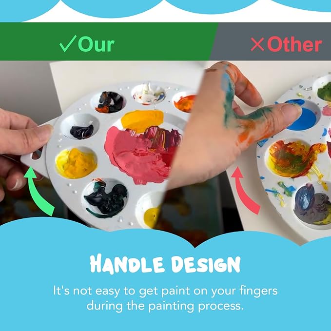 Paint Tray Palettes, Plastic Paint Pallets with Hanging Hole for Children or Students to Paints on School Project, Art Class or Have a Birthday Painting Party -12pcs
