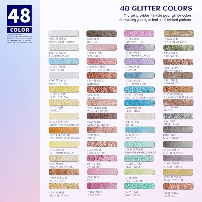 Paul Rubens Artist Grade Watercolor Set, 48 Colors Glitter Metallic Paints, Portable Metal Case, Suitable for Beginners, Hobbyists, Students, Artists