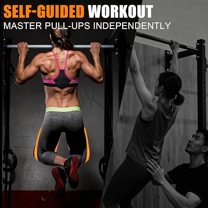Pull-Up Assistance Bands Set – Heavy Duty Adjustable Resistance Band with Feet/Knee Rest for Home Gym Strength Training