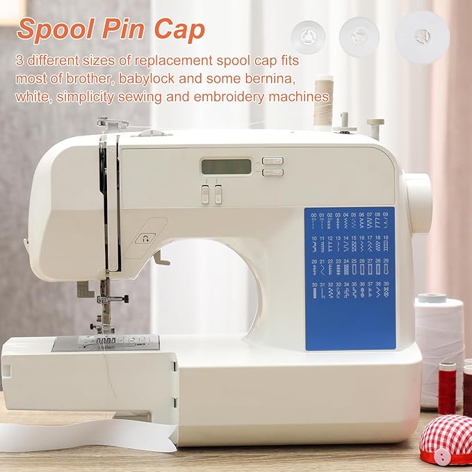 FNANJWQ 6 Pcs Spool Cap Sewing Machine Spool Pin Caps Small Medium Large Replacement Pin for Brother Babylock Sewing and Embroidery Machines 40mm 30mm and 25mm