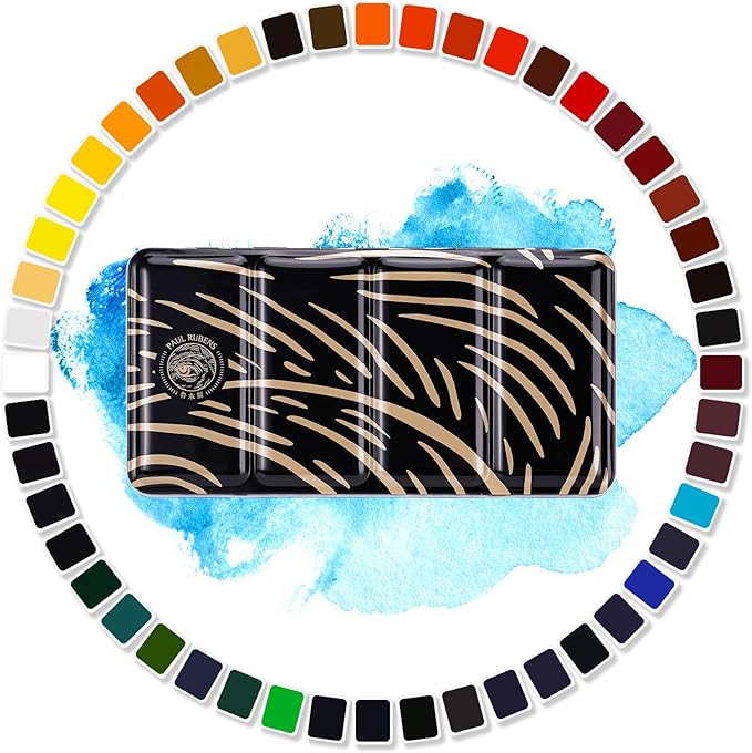Paul Rubens Artist Watercolor Paint Set,48 Vibrant Colors in Portable Box, Great Lightfastness, Perfect Travel Professional Watercolor Set for Artists, Beginners, Adults