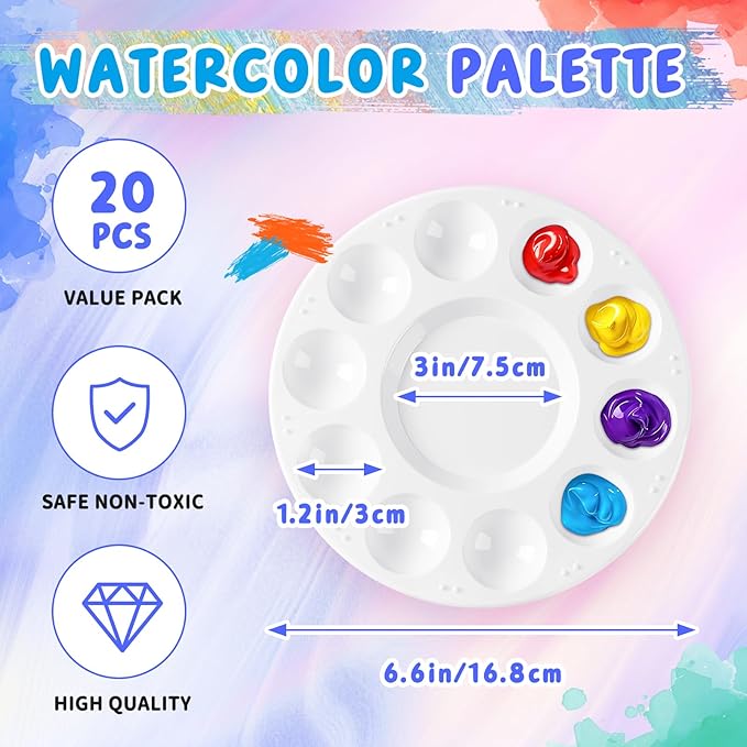 20PCS Paint Tray Palettes, Plastic Paint Palette, Watercolor Palettes Paint Trays for Kids
