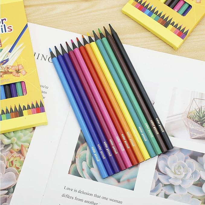 72 Count Colored Pencils, 6 Pack Bulk 12 Assorted Colors, Pre-sharpened Coloring Pencil for Kids, Teachers Essential Classroom Prizes, Ideal Back to School Supplies