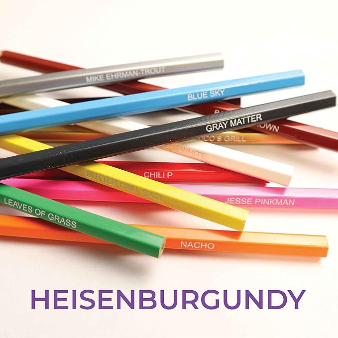 Coloring Bad Colored Pencil Set for Fans of Breaking Bad | Set of 12 Breaking Bad-Inspired Parody Pencils | Each Color Pencil is Foil-Stamped with Clever Show References | Great Gift for Fans