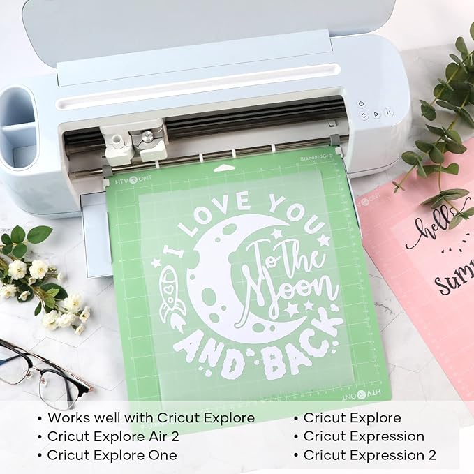 HTVRONT Standard Grip Cutting Mats- 2 Pack 12x12 Compatible with Cricut Maker 3/Maker 4/Maker/Explore 3/4/Air 2/One, Standard Adhesive Sticky Green Cutting Mat Replacement Accessories