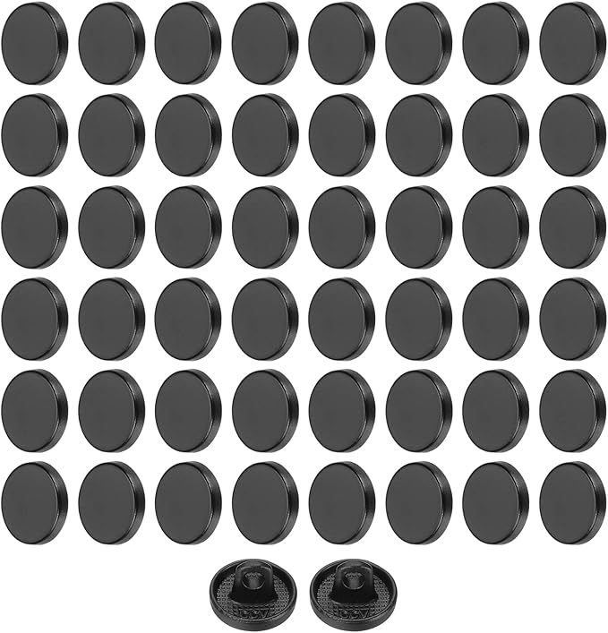 HARFINGTON 50pcs 16L Metal Round Flat Sewing Buttons 10mm Alloy Shank Craft Replacement Button for Men Women Suit Woolen Coat Shirt Trousers Sewing Crafts, Matt Black