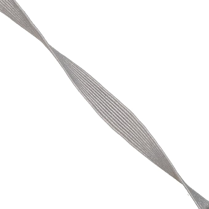 Mandala Crafts 10mm 50 Yds Roll of Gray Elastic Bands for Sewing - 3/8 Flat Elastics Cord - 3 8 Inch Braided Stretch Straps for Crafting