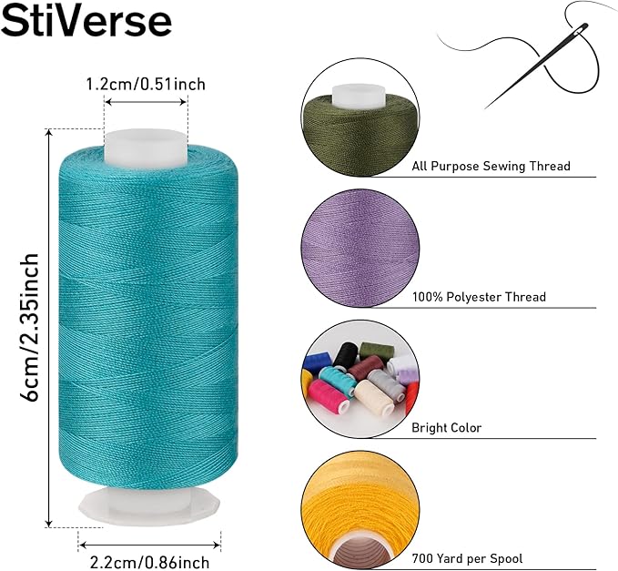 12 Colors Sewing Thread, 700 Yards Thread for Sewing, Hilos para Coser, Polyester All Purpose Thread for Beginners, Hand Stitching, Quilting, Travel, Sewing & Embroidery