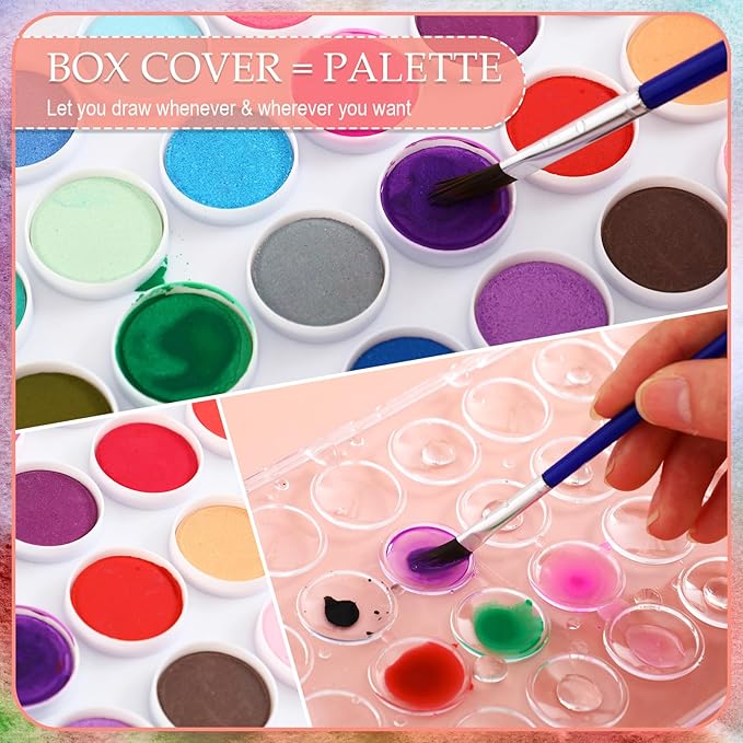 Nuanchu Christmas Gifts Bulk Watercolor Paint Washable Watercolor Paint Kits Palette and Brushes Portable Water Color Supplies for Adults, Beginners Artists Valentine Gift(12 Pack,36 Colors)