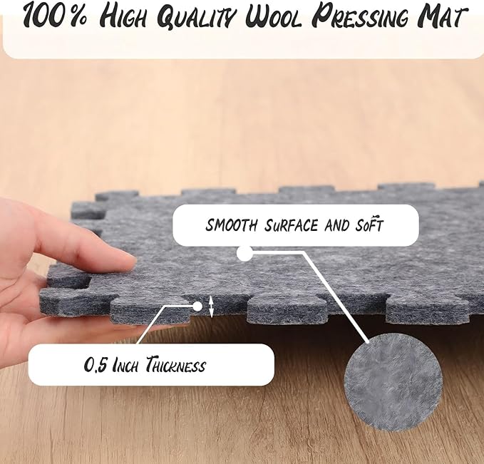 Ziliny 6 Pack Large Wool Pressing Mat Wool Ironing Mat Felted Blending Ironing Pad Sewing Machine Muffling Pad Iron Board for Quilters Quilting Supplies and Notions Accessories (36" X 24")