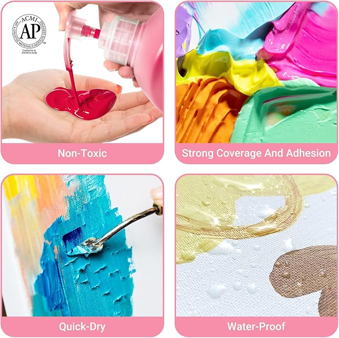 Falling in Art Scarlet Red Acrylic Paint, Large 67.6Oz Premium Pouring Acrylic Paint, Perfect for Canvas, Wood, Ceramic, and More